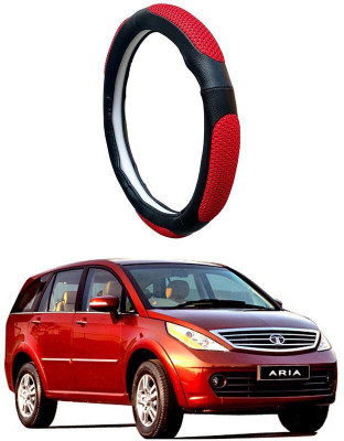 AUTO PEARL Steering Cover For Tata Aria(Black Red, Leatherite)