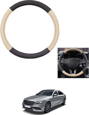 MATIES Steering Cover For Mercedes Benz Universal For Car(Beige/Black, Leather)