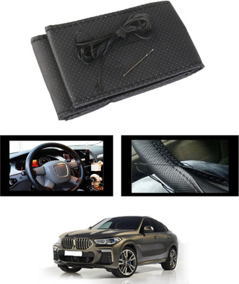 MATIES Hand Stiched Steering Cover For BMW X6(Black, Leatherite)