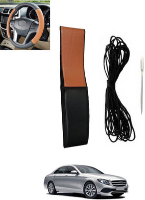 MSNP Hand Stiched Steering Cover For Mercedes Benz E220(Tan, Black, Leatherite)