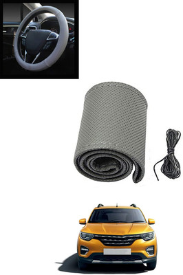 MATIES Hand Stiched Steering Cover For Renault Universal For Car(Grey, Leatherite)