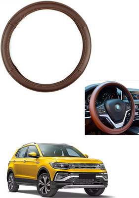 MATIES Steering Cover For Volkswagen Universal For Car(Brown, Leather)