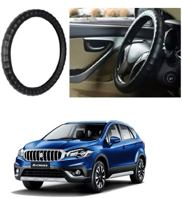 Shubh Auto Hand Stiched Steering Cover For Maruti S-Cross(Black, Leatherite)