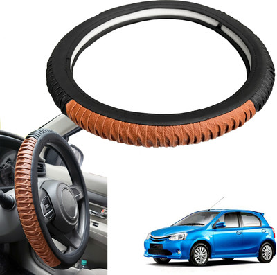 PEEPS STORE Steering Cover For Toyota Etios(Black, Leatherite)