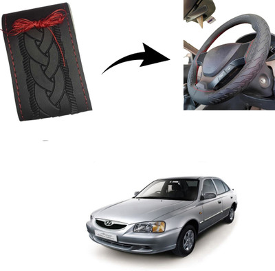 Autoinnovation Hand Stiched Steering Cover For Hyundai Xcent(Black, Leather)