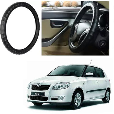 Shubh Auto Hand Stiched Steering Cover For Skoda Fabia(Black, Leatherite)