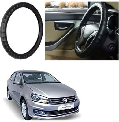 OOLTAH PAHIYA Hand Stiched Steering Cover For Volkswagen Vento(Black, Leatherite)