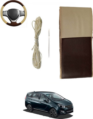 monolive Hand Stiched Steering Cover For Mahindra Universal For Car(Brown/Beige, Leatherite)