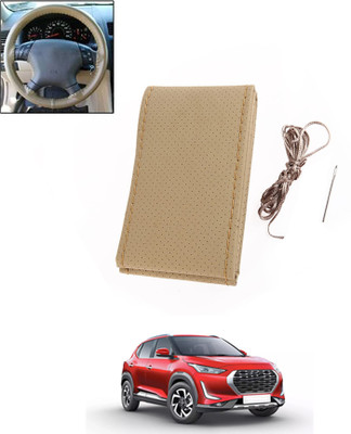monolive Hand Stiched Steering Cover For Nissan Universal For Car(Beige, Leatherite)