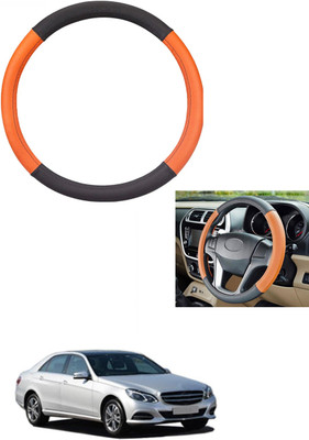 MATIES Steering Cover For Mercedes Benz E250(Tan/Black, Leather)