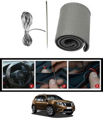 monolive Hand Stiched Steering Cover For Nissan Terrano(Grey, Leatherite)