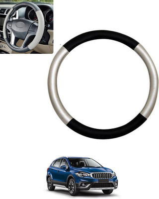 ABJD Steering Cover For Suzuki Universal For Car(Silver, Black, Leatherite)