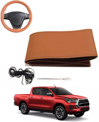 MATIES Hand Stiched Steering Cover For Toyota Universal For Car(Tan, Leatherite)