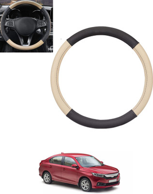 monolive Hand Stiched Steering Cover For Honda Amaze(Beige, Black, Leatherite)