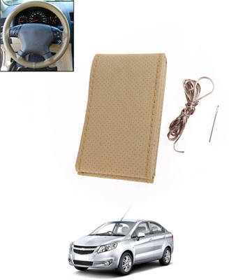 MATIES Hand Stiched Steering Cover For Chevrolet Sail(Beige, Leatherite)