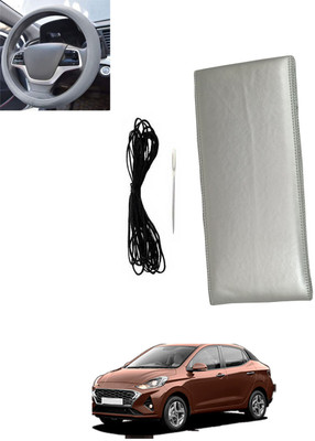 MSNP Hand Stiched Steering Cover For Hyundai Universal For Car(Silver, Leatherite)