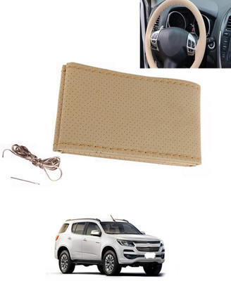 MATIES Hand Stiched Steering Cover For Chevrolet Trailblazer(Beige, Leatherite)