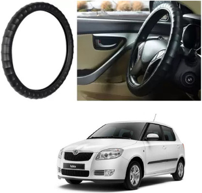 Shubh Auto Hand Stiched Steering Cover For Skoda Fabia(Black, Leatherite)