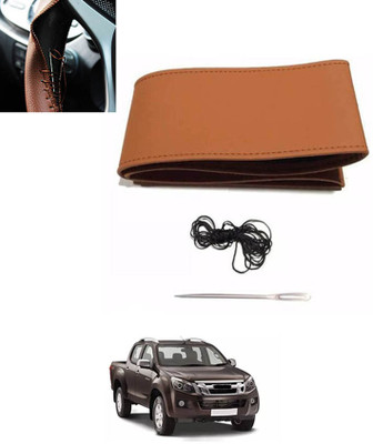 ABJD Hand Stiched Steering Cover For Honda Universal For Car(Tan, Leatherite)