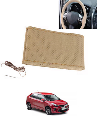 MATIES Hand Stiched Steering Cover For Toyota Universal For Car(Beige, Leatherite)