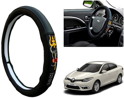 GS Grow n Shine Hand Stiched Steering Cover For Renault Fluence(Black, Leatherite)