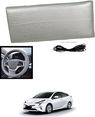 MATIES Hand Stiched Steering Cover For Toyota Prius(Silver, Leatherite)