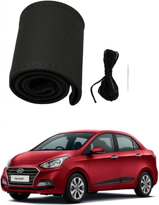 arneja trading company Hand Stiched Steering Cover For Hyundai Xcent(Black, Leather)