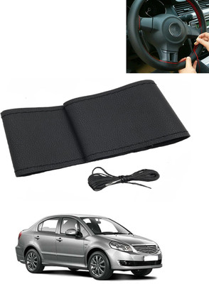 AYW Hand Stiched Steering Cover For Universal For Car SX4(Black, Leatherite)