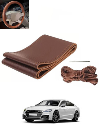 RKPSP Hand Stiched Steering Cover For Audi S7(Brown, Leatherite)