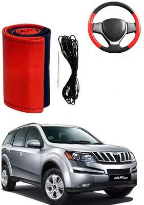 ARNEJA Hand Stiched Steering Cover For Mahindra XUV 500(Red, Black, Leather)
