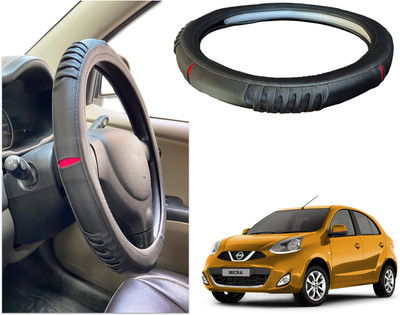 PEEPS STORE Steering Cover For Nissan NA(Black, Red, Leatherite)