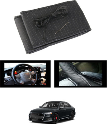 monolive Hand Stiched Steering Cover For Audi S8(Black, Leatherite)
