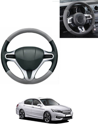 AYW Steering Cover For Honda Accord(Grey/Black, Leatherite)