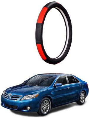 AUTO PEARL Steering Cover For Toyota Camry(Gold Blaze Black and Red, Leatherite)