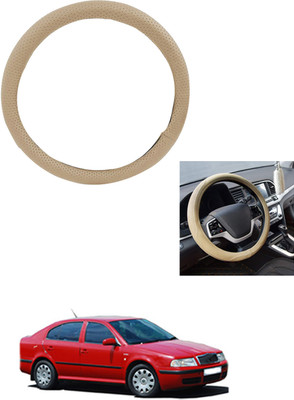 MATIES Steering Cover For Skoda Octavia(Beige, Leather)