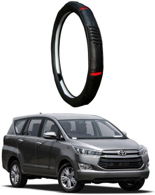 AUTO PEARL Steering Cover For Toyota Innova(Diamond Black Red, Leatherite)