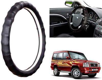 OOLTAH PAHIYA Hand Stiched Steering Cover For Tata Sumo(Black, Leatherite)
