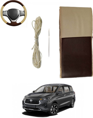 MATIES Hand Stiched Steering Cover For Mercedes Benz Universal For Car(Beige/Brown, Leatherite)