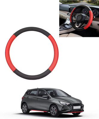 AYW Steering Cover For Hyundai Universal For Car(Red/Black, Leatherite)