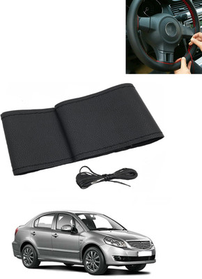 MATIES Hand Stiched Steering Cover For Universal For Car SX4(Black, Leatherite)