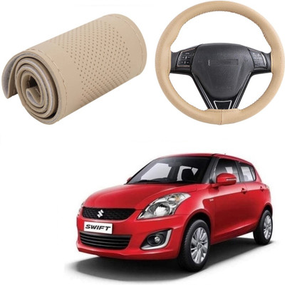 Arnejas Hand Stiched Steering Cover For Maruti Swift(Beige, Leather)