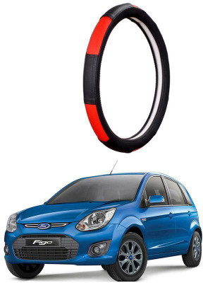 AUTO PEARL Steering Cover For Ford Figo(Gold Blaze Black and Red, Leatherite)