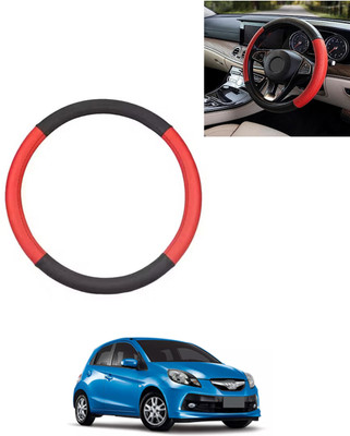 AYW Steering Cover For Honda Brio(Red/Black, Leatherite)