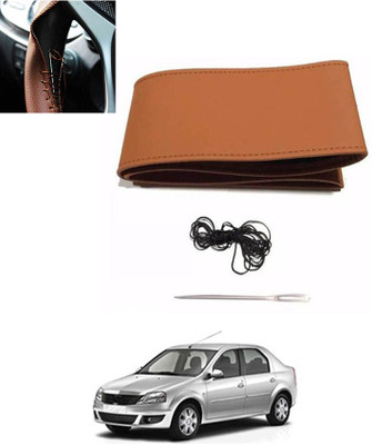 MATIES Hand Stiched Steering Cover For Mahindra Logan(Tan, Leatherite)