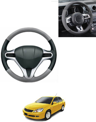 AYW Steering Cover For Mitsubishi Universal For Car(Grey/Black, Leatherite)