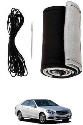 monolive Hand Stiched Steering Cover For Mercedes Benz E250(Silver/Black, Leatherite)