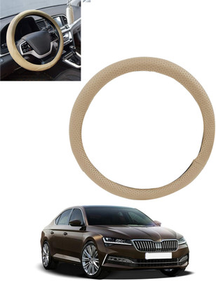 monolive Hand Stiched Steering Cover For Skoda Superb(Beige, Leatherite)