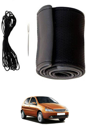 RKPSP Hand Stiched Steering Cover For Tata Indigo Marina(Grey, Black, Leatherite)