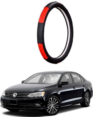 AUTO PEARL Steering Cover For Volkswagen Jetta(Gold Blaze Black and Red, Leatherite)