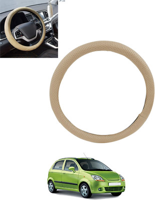 monolive Hand Stiched Steering Cover For Chevrolet Spark(Beige, Leatherite)